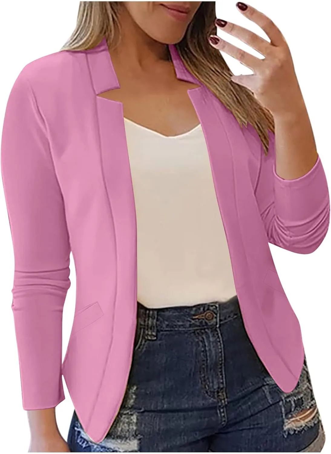 Womens Interview Clothing Fitted Cropped Blazer Solid Color Shorts Blazer Outfit Outerwear Blazer Formal Jackets