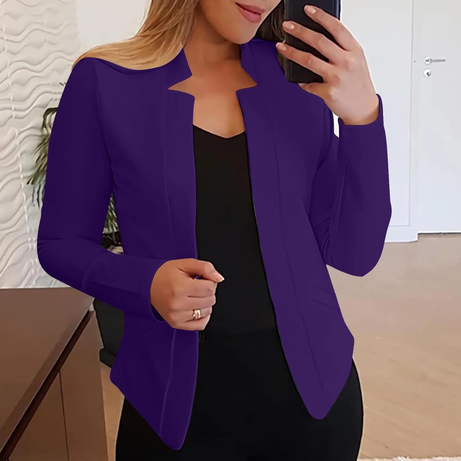 Womens Interview Clothing Fitted Cropped Blazer Solid Color Shorts Blazer Outfit Outerwear Blazer Formal Jackets