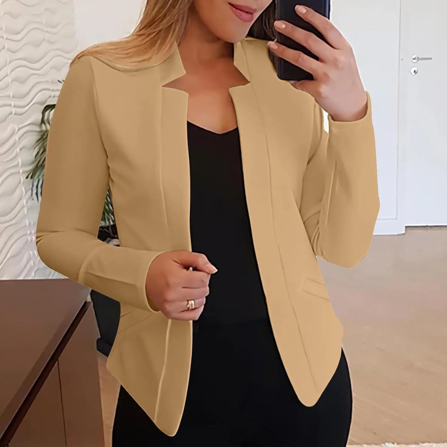 Womens Interview Clothing Fitted Cropped Blazer Solid Color Shorts Blazer Outfit Outerwear Blazer Formal Jackets