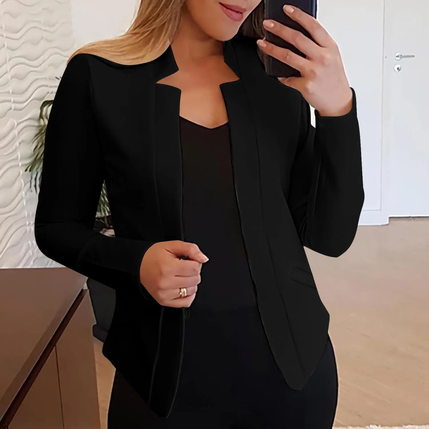 Womens Interview Clothing Fitted Cropped Blazer Solid Color Shorts Blazer Outfit Outerwear Blazer Formal Jackets