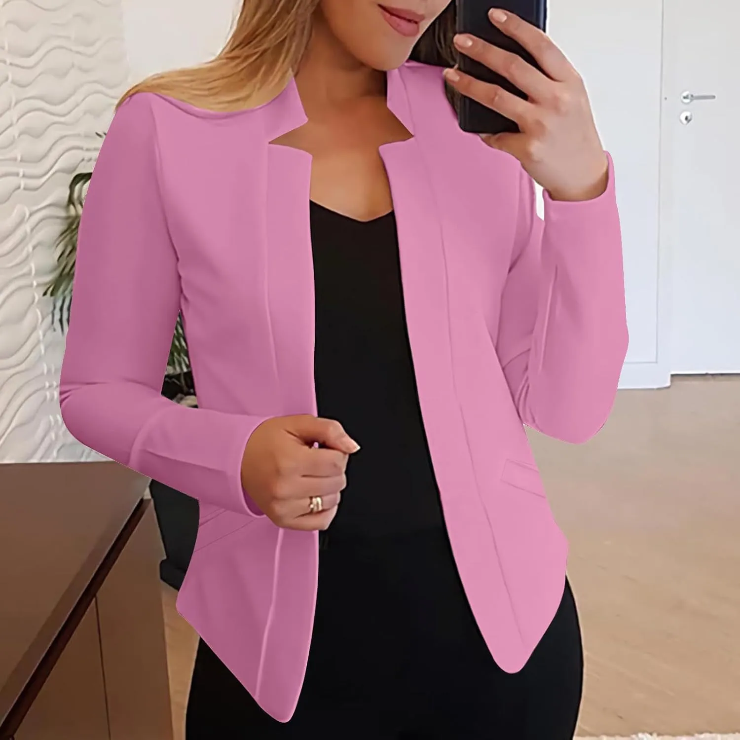 Womens Interview Clothing Fitted Cropped Blazer Solid Color Shorts Blazer Outfit Outerwear Blazer Formal Jackets