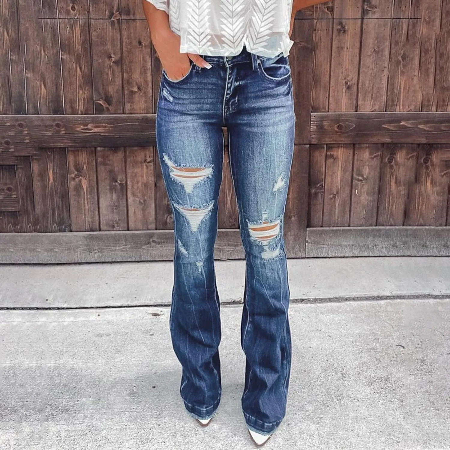 Womens Jeans Jeans Women's Juniors High Rise Denim Bell Bottom Flares Womens Jean Dress Pants