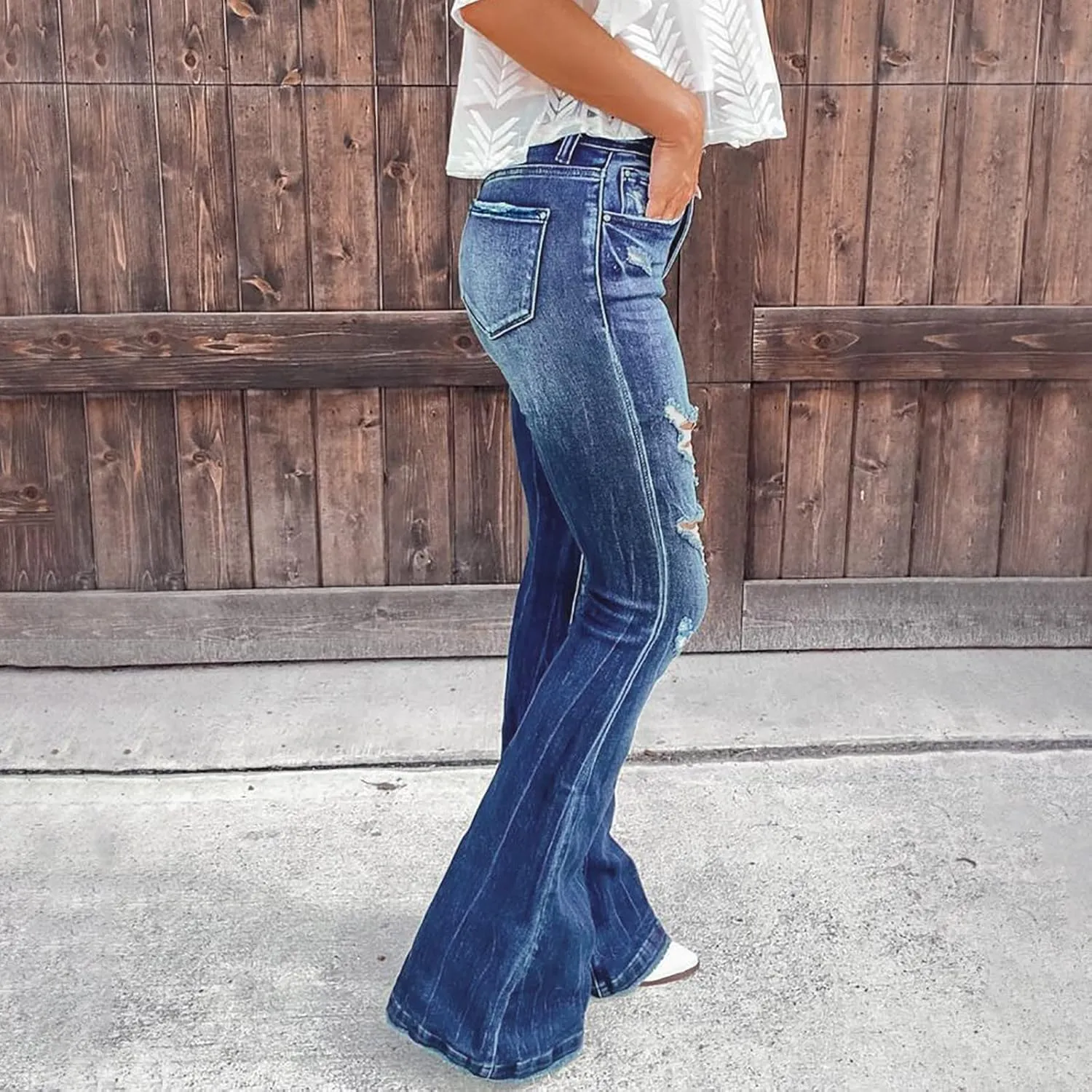 Womens Jeans Jeans Women's Juniors High Rise Denim Bell Bottom Flares Womens Jean Dress Pants