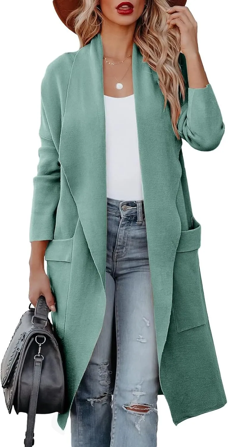 Womens Long Cardigan Sweaters Open Front Knit Lightweight Cardigan Fall Winter Long Coatigan Coats Outwear