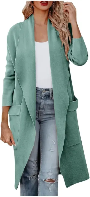 Womens Long Cardigan Sweaters Open Front Knit Lightweight Cardigan Fall Winter Long Coatigan Coats Outwear