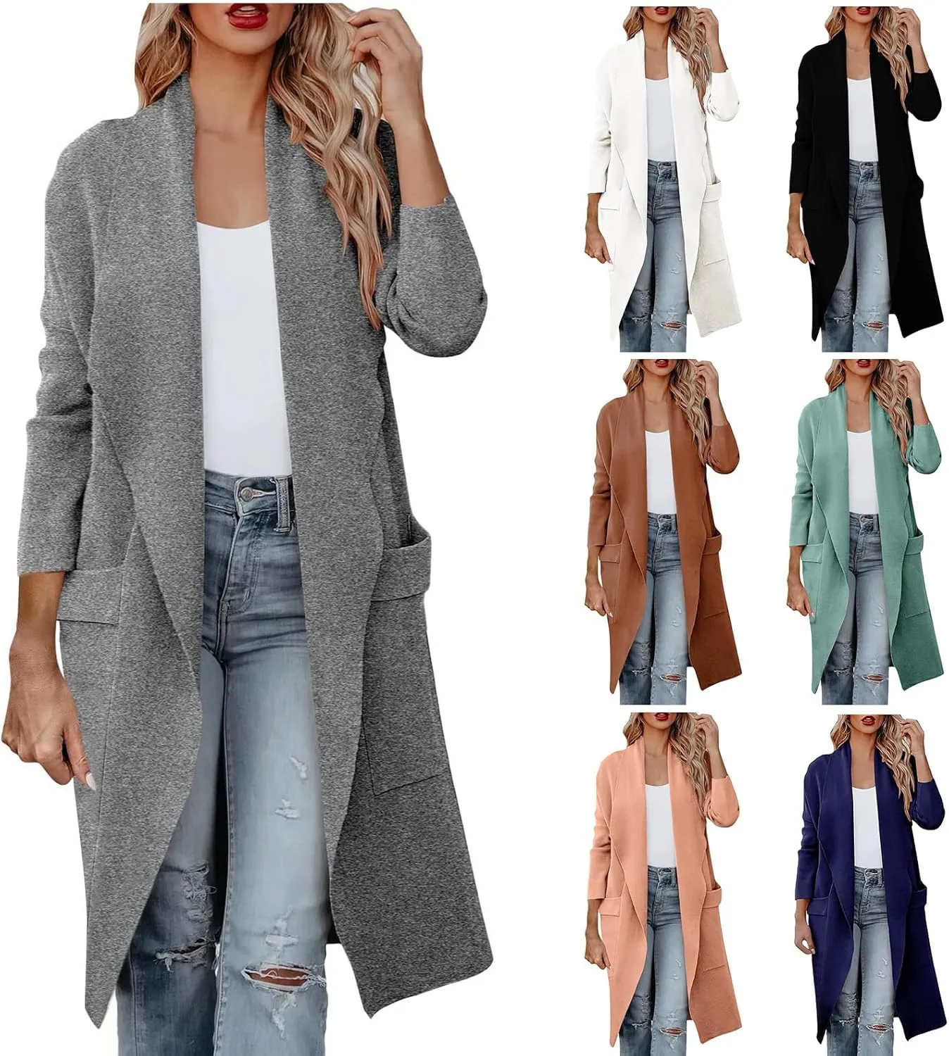 Womens Long Cardigan Sweaters Open Front Knit Lightweight Cardigan Fall Winter Long Coatigan Coats Outwear