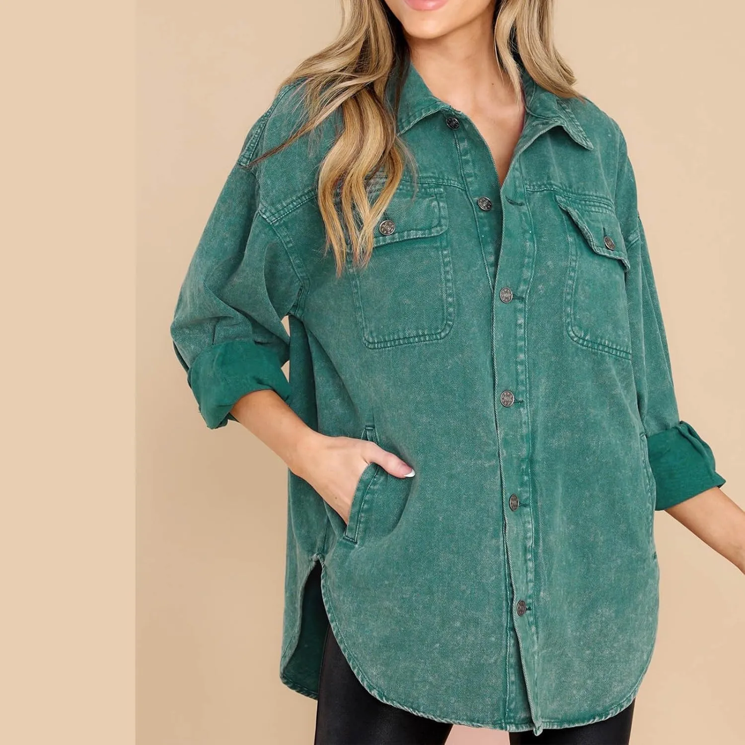 Womens Oversized Denim Jackets Boyfriend Distressed Washed Button Up Shacket Fall Winter Warm Jacket Coat