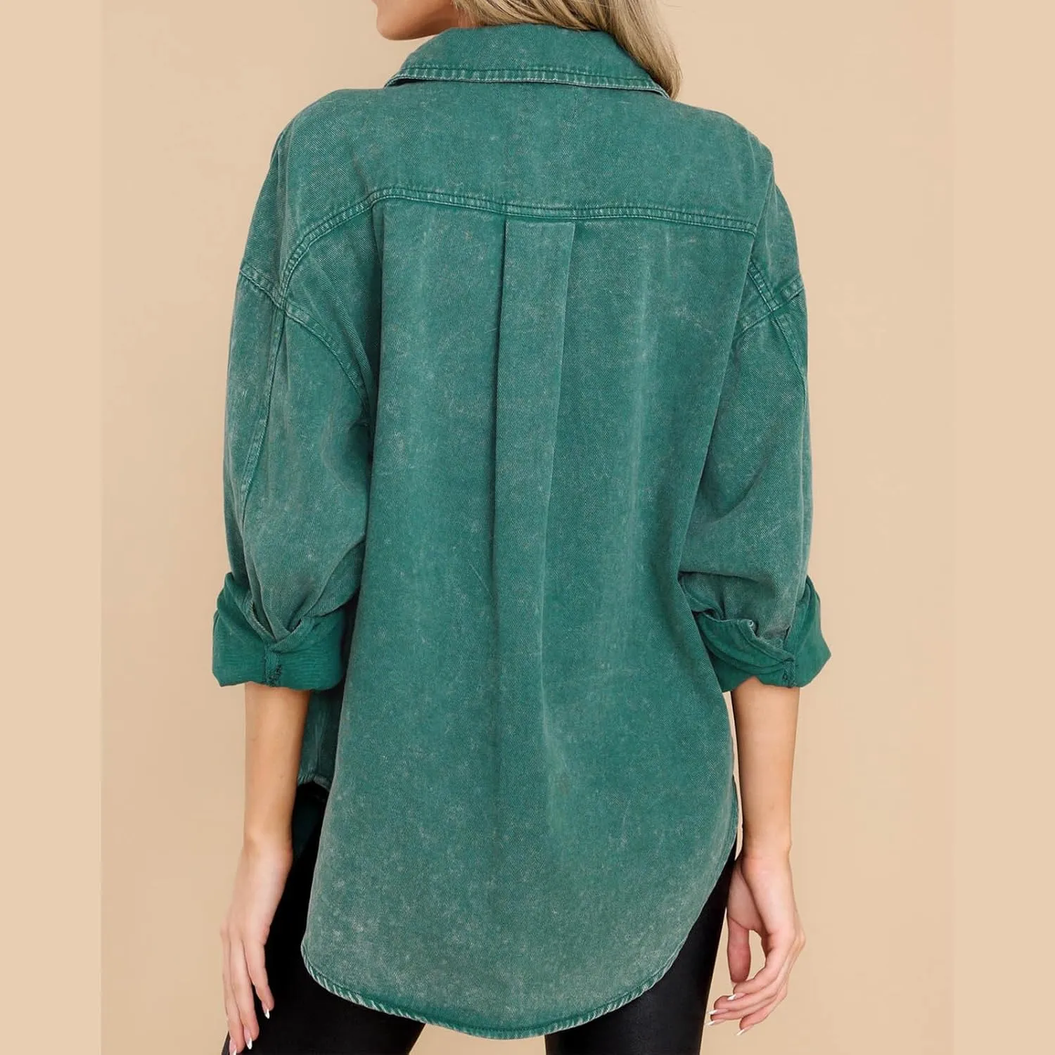 Womens Oversized Denim Jackets Boyfriend Distressed Washed Button Up Shacket Fall Winter Warm Jacket Coat