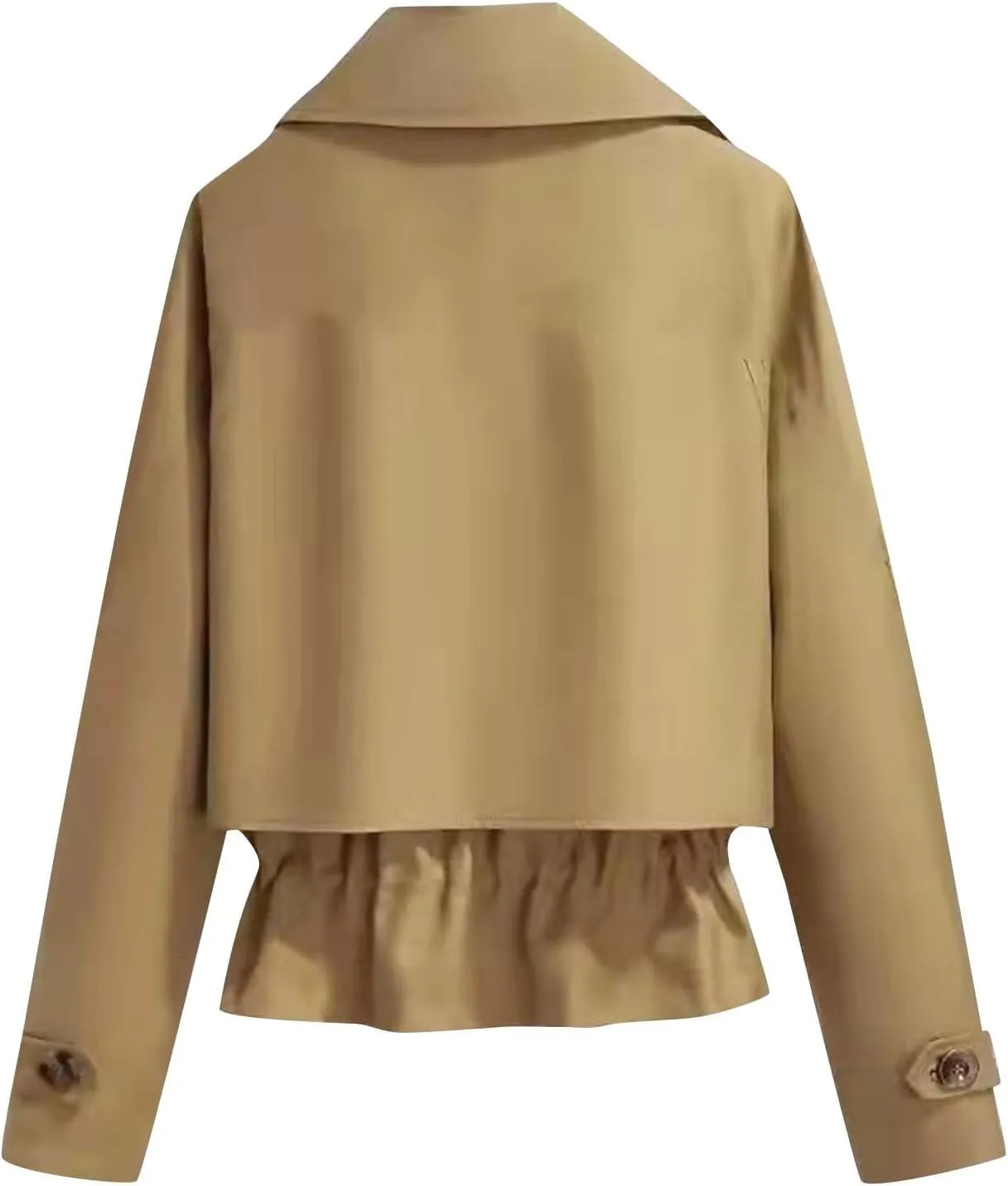 Women's Plus Size Korean Style Short Fashion Trench Coat Casual Notched Lapel Double Breasted Loose Cropped Jacket