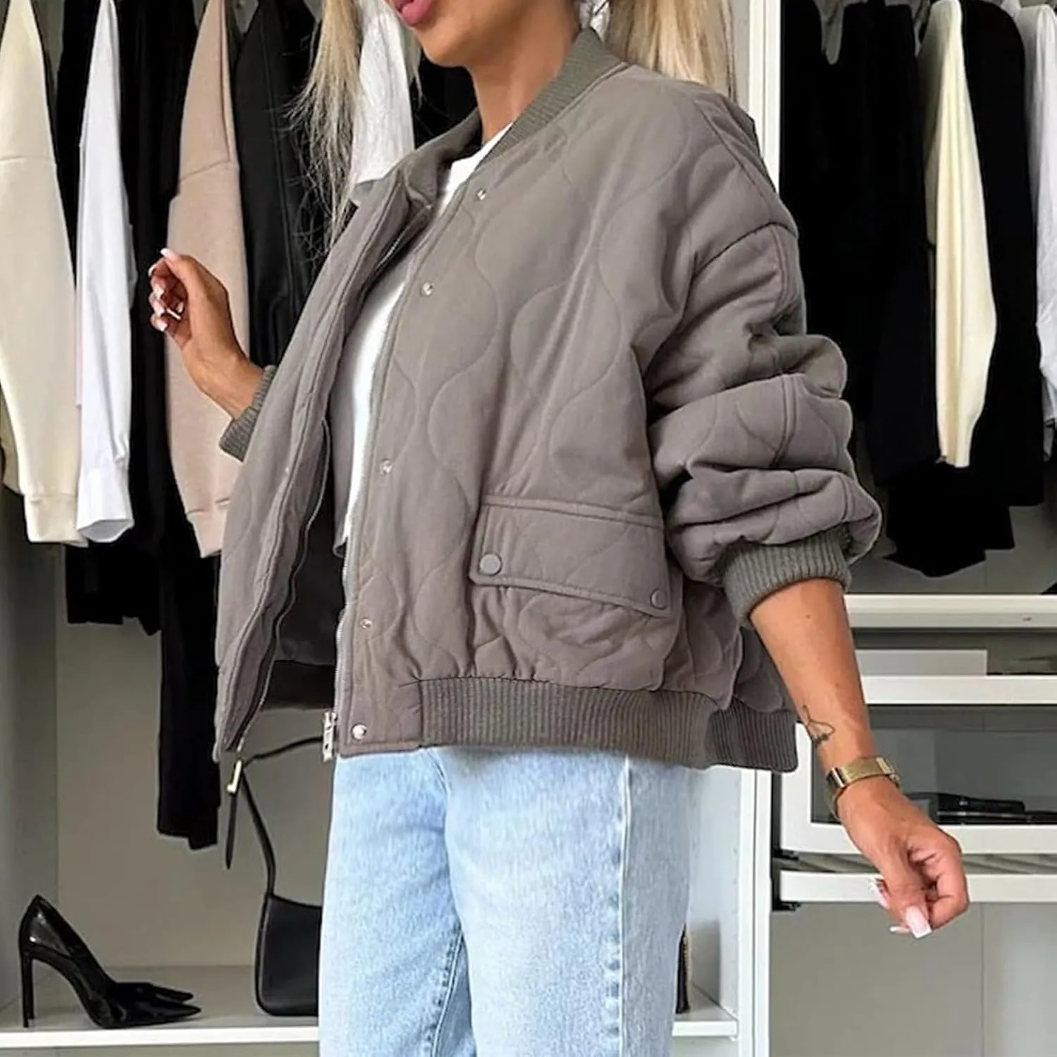 Womens Quilted Jackets for Fall Lightweight Puffer Jacket Crop Down Jacket Insulated Winter Jacket Trendy Outfits