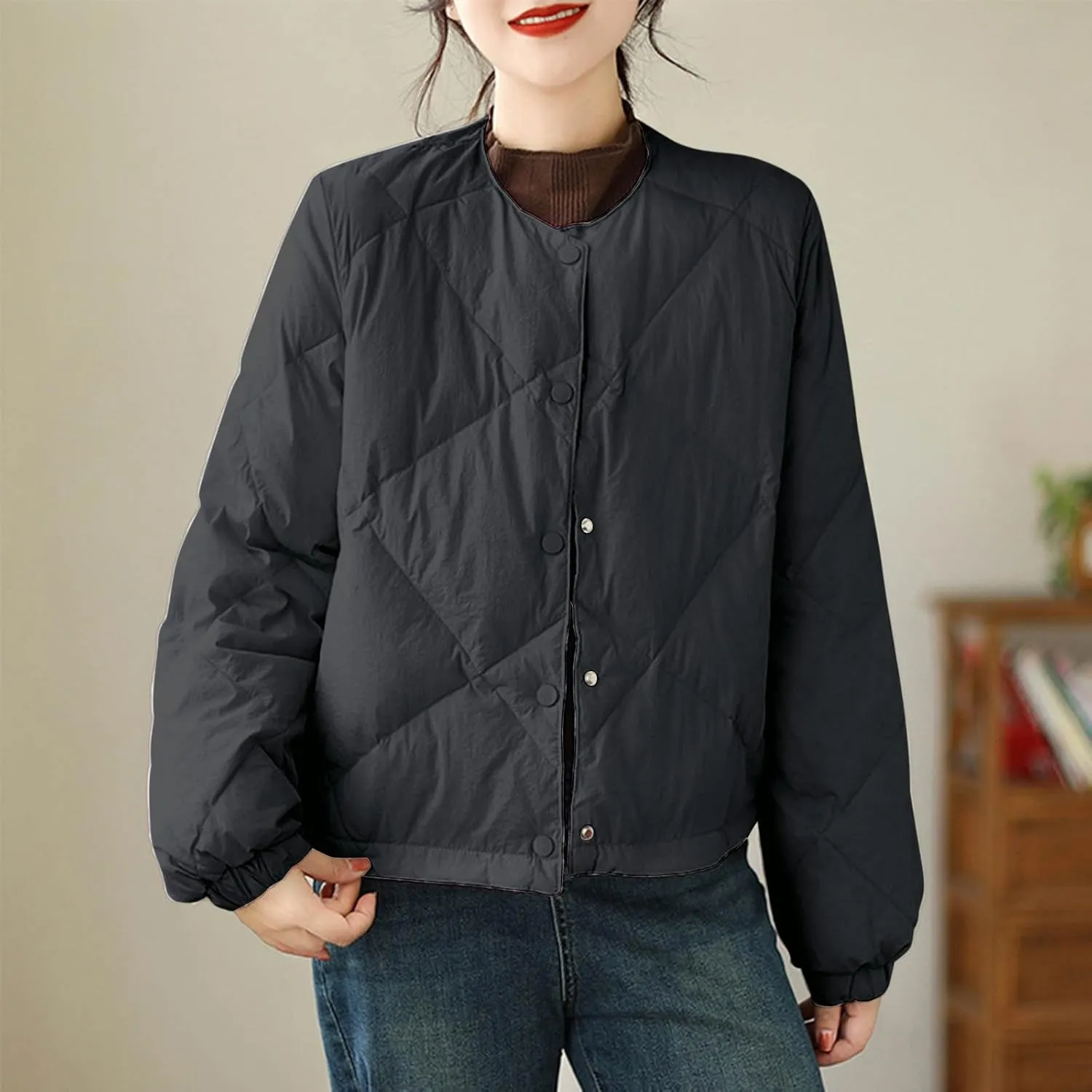 Womens Quilted Jackets for Fall Lightweight Puffer Jacket Crop Down Jacket Insulated Winter Jacket Trendy Outfits