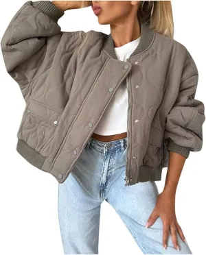 Womens Quilted Jackets for Fall Lightweight Puffer Jacket Crop Down Jacket Insulated Winter Jacket Trendy Outfits