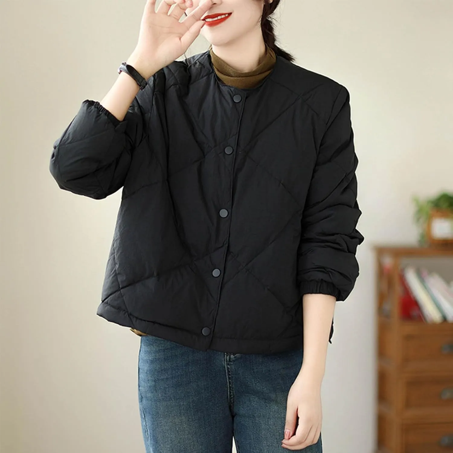 Womens Quilted Jackets for Fall Lightweight Puffer Jacket Crop Down Jacket Insulated Winter Jacket Trendy Outfits