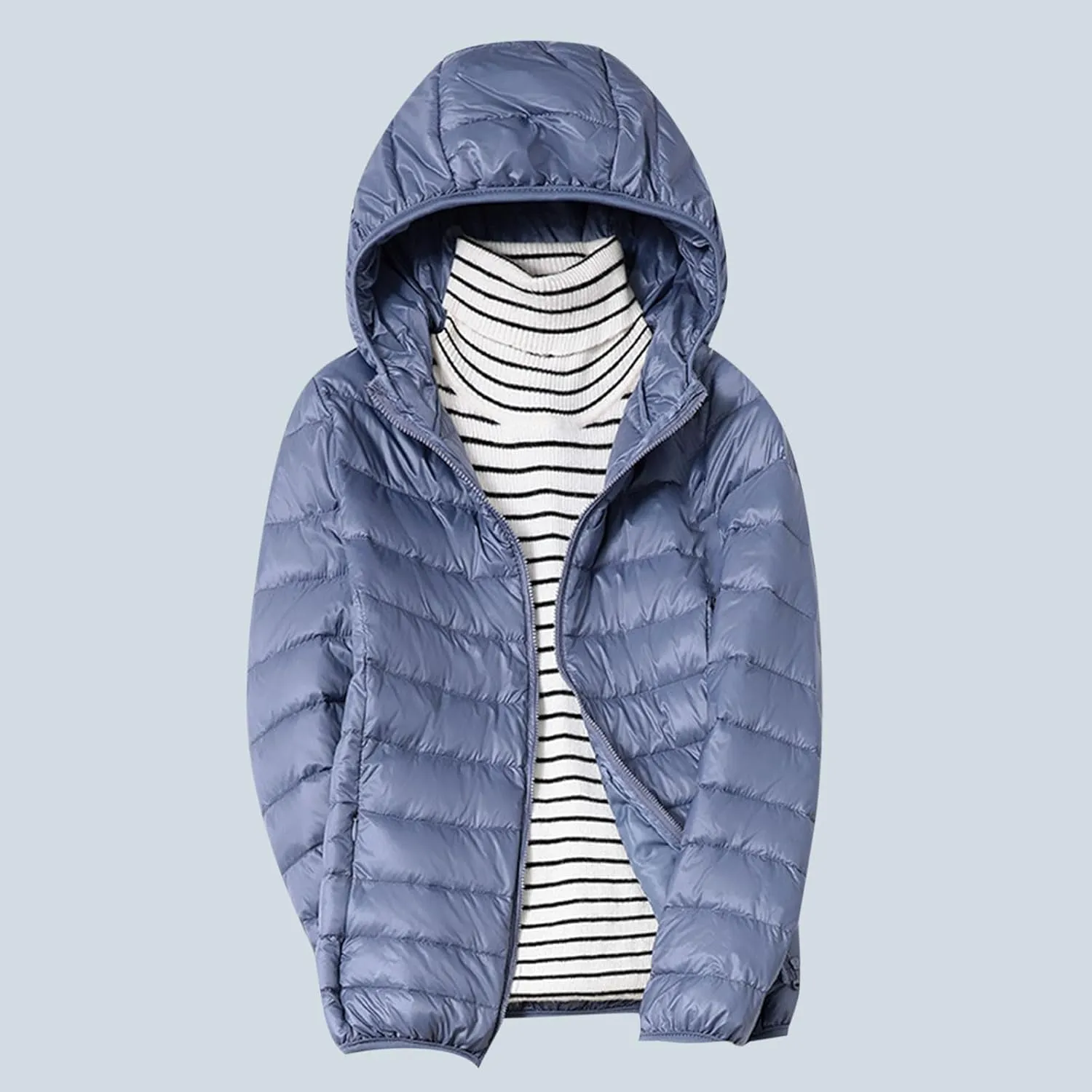 Womens Quilted Puffer Jackets Lightweight Dolman Down Jacket Full Zipper Oversized Winter Thermal Coat Pockets