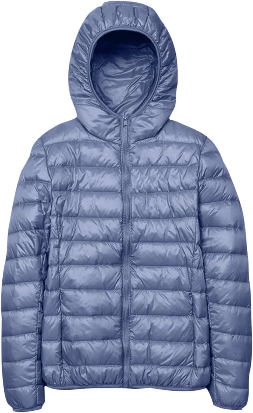 Womens Quilted Puffer Jackets Lightweight Dolman Down Jacket Full Zipper Oversized Winter Thermal Coat Pockets