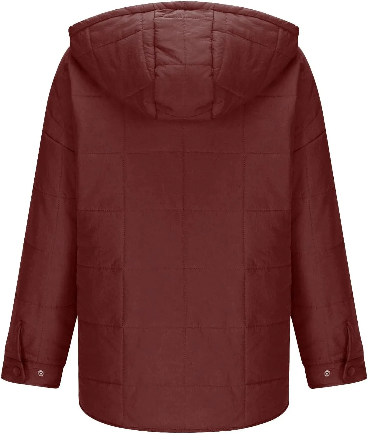 Women's Quilted Pullover Puffer Jacket Lightweight Button Long Sleeve Coat Oversized Packable Hooded Jacket Tops