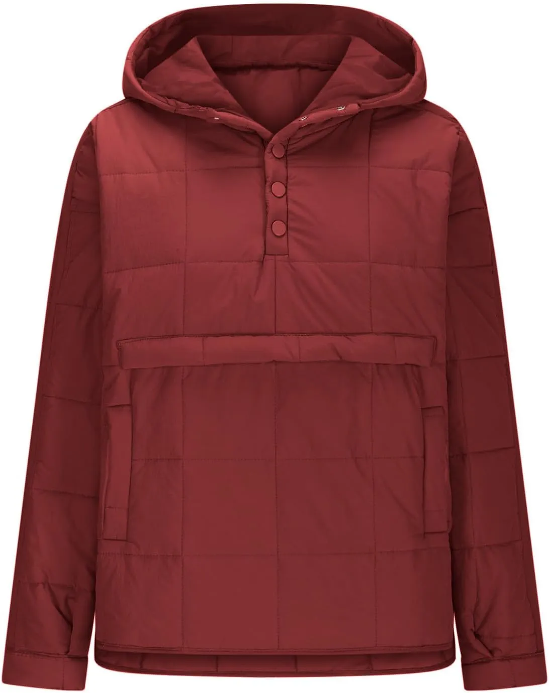 Women's Quilted Pullover Puffer Jackets Lightweight Button Outwear Winter Warm Oversized Packable Hooded Coat Tops