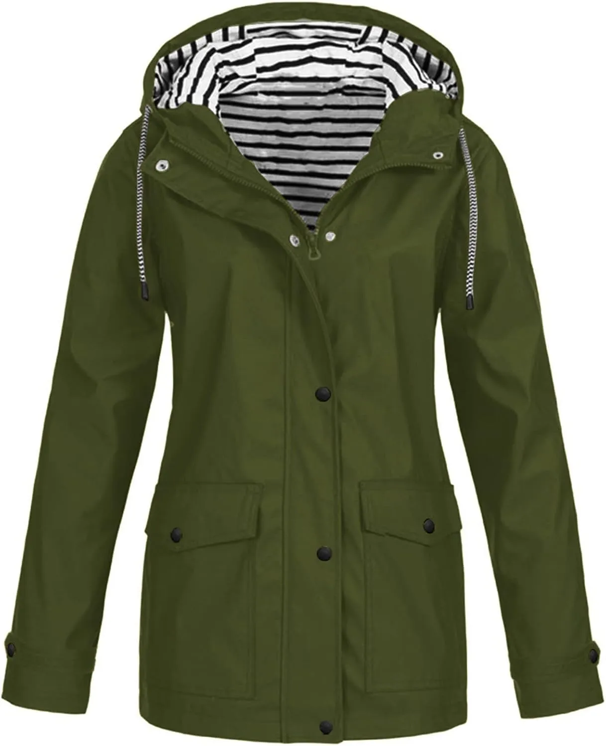 Womens Raincoats Waterproof Rain Jacket Lightweight Hooded Active Outdoor Trench Coats Zip Up Windbreaker 2024
