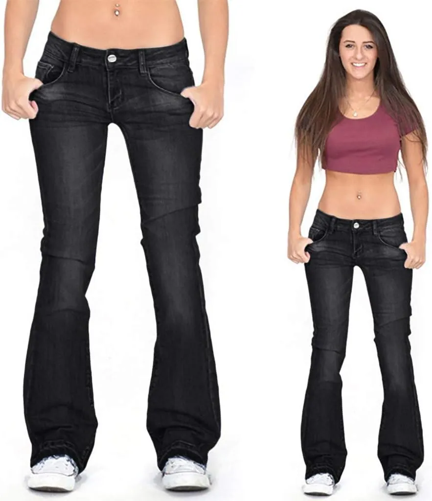 Womens Retro High Rise Trumpet Flare Jeans Ultra Stretch Denim Jeans Butt Lifting Bootcut Trousers
