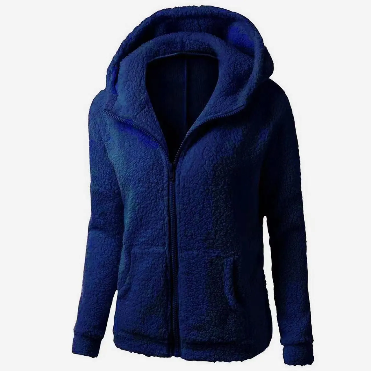 Womens Sherpa Jacket Fuzzy Plus Size Zip Up Hoodie Soft Comfy Fleece Lined Winter Coat with Pockets Warm Outerwear