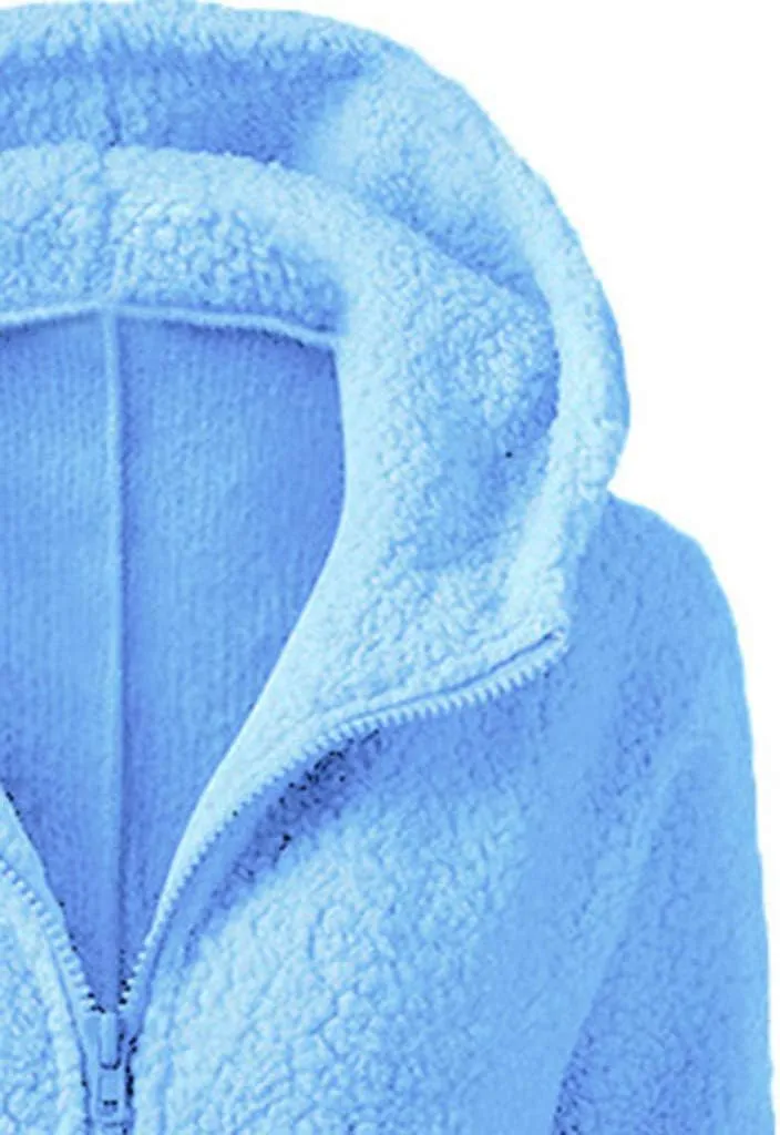 Womens Sherpa Jacket Fuzzy Plus Size Zip Up Hoodie Soft Comfy Fleece Lined Winter Coat with Pockets Warm Outerwear