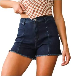 Women's Star Print High Waisted Vintage Jean Shorts 2025 Trendy Patchwork Casual Summer Y2K Denim Shorts with Pockets