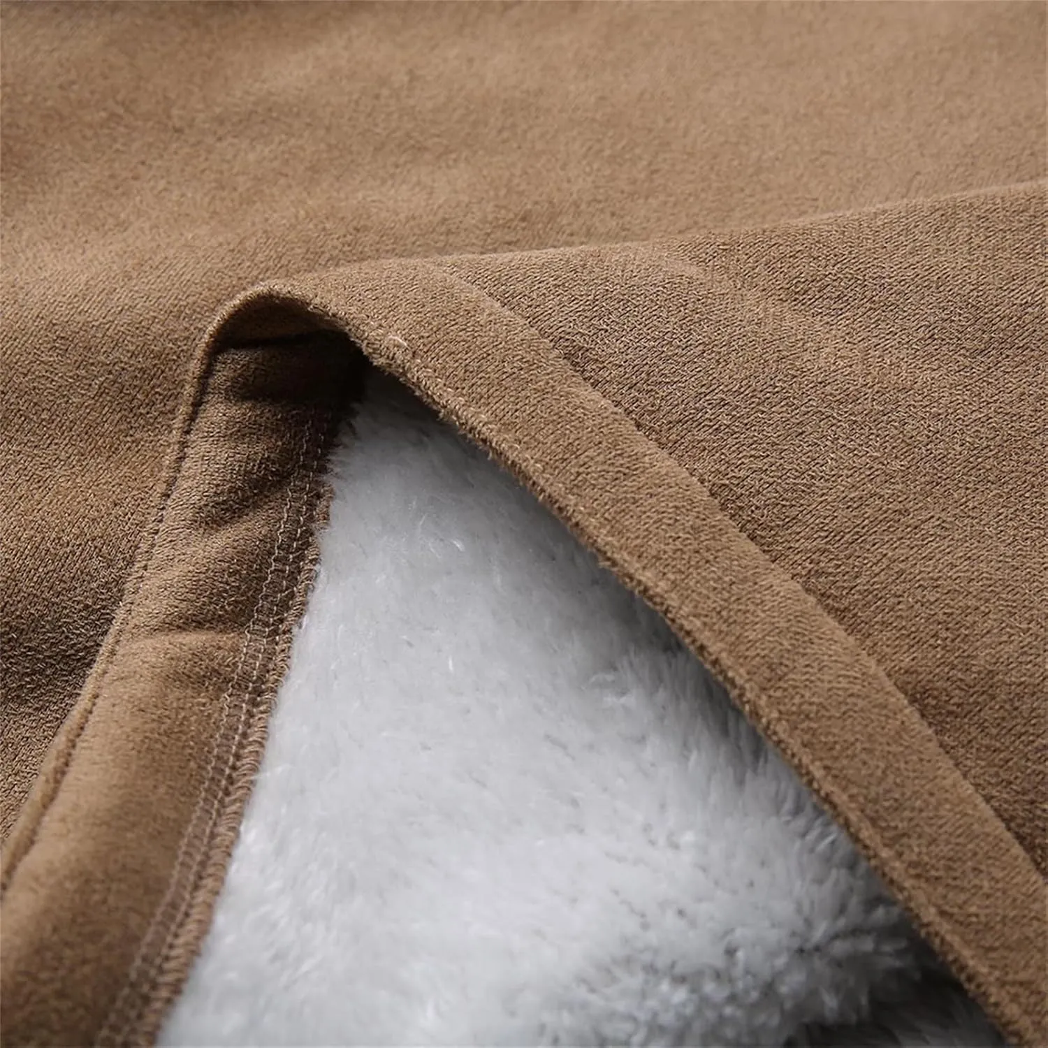 Womens Suede Jacket Plus Size Winter Warm Shaggy Fleece Lined Faux Suede Coat Button Hooded Sherpa Winter Coat