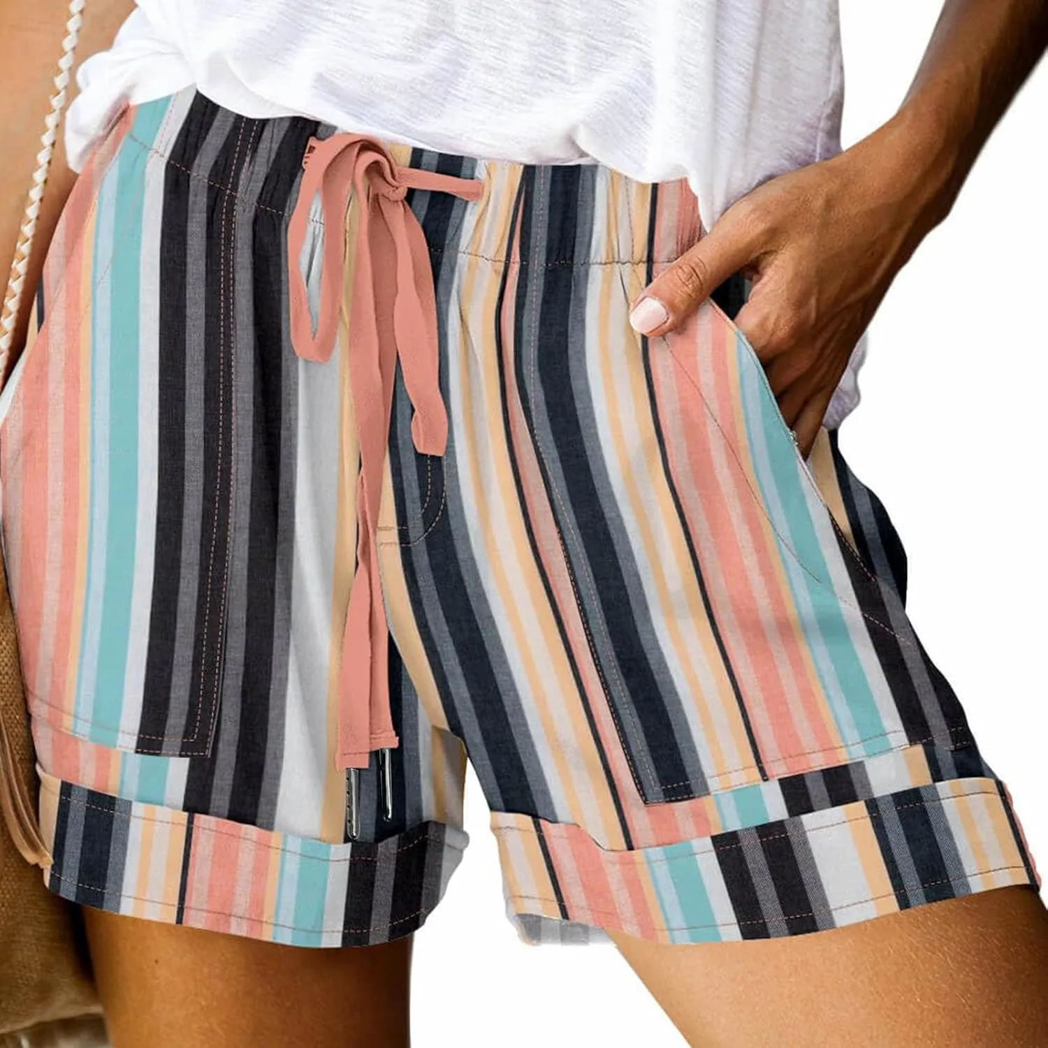 Womens Summer Shorts Dressy Casual Graphic Print Shorts Drawstring Elastic Waist Loose Short Pants with Pockets 2025