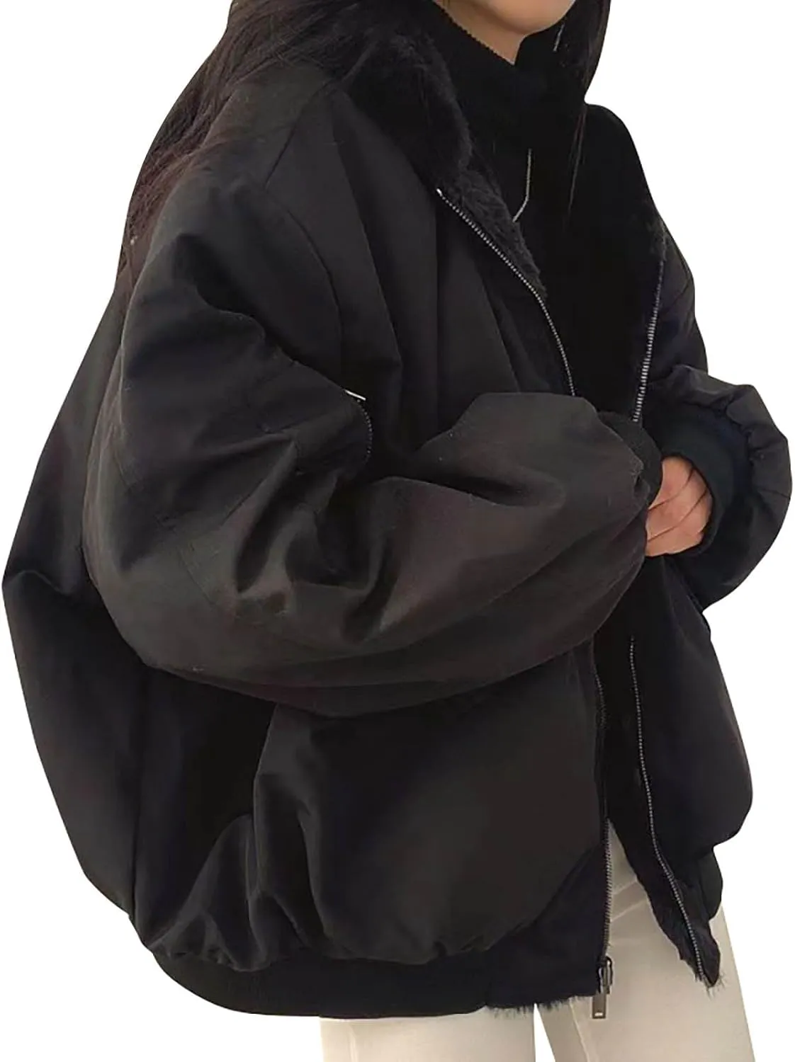 Women's Teddy Coat Casual Short Lambswool Biker Jacket Coat, S-XL