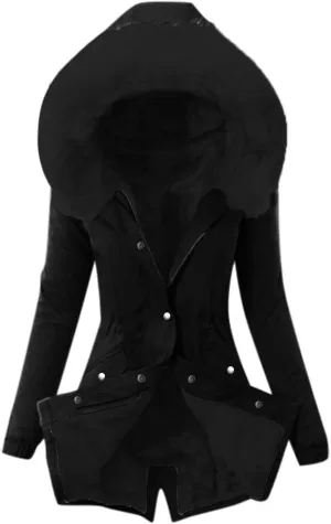 Women's Thick Fleece Lined Parka Faux Fur Collar Camouflage Solid Winter Coats Hooded Jackets Military Anorak Pockets
