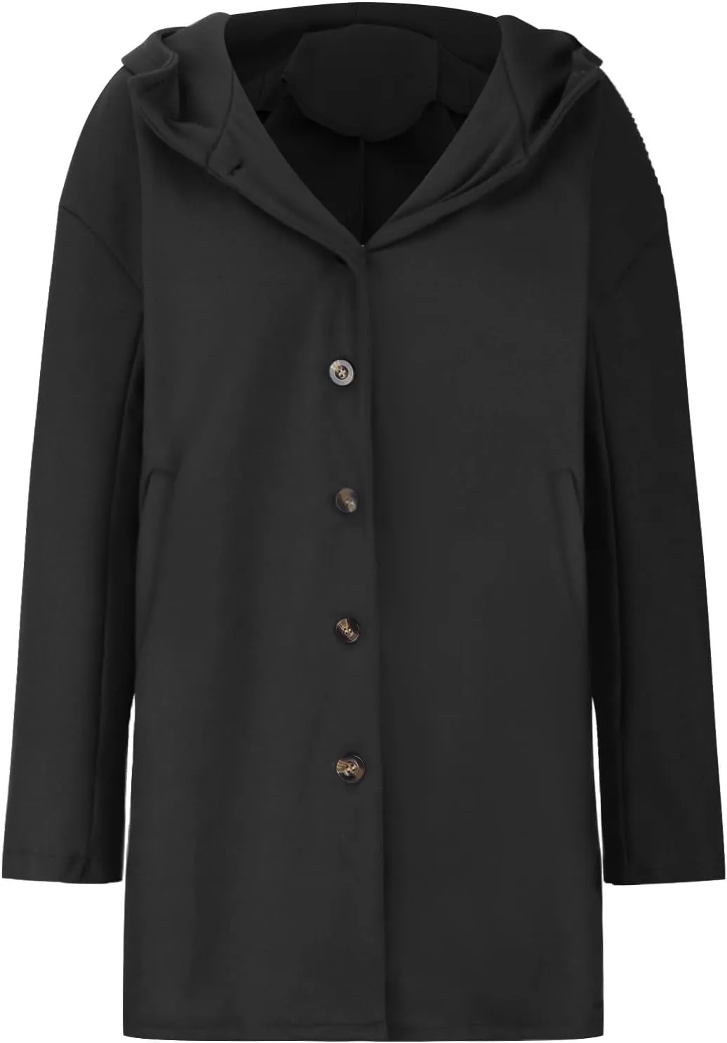 Women's Thicken Wool Blend Oversized Hoodeed Trench Coats Stand Collar Single Breasted Pea Coat Plus Size Overcoat