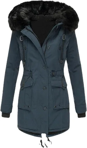 Women's Thickened Down Jacket Outwear Lined Trench Winter Hooded Long Sleeve Zipper Thick with Hood Quilted Winter