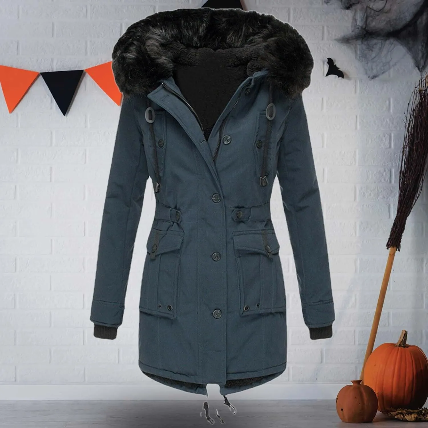 Women's Thickened Down Jacket Outwear Lined Trench Winter Hooded Long Sleeve Zipper Thick with Hood Quilted Winter
