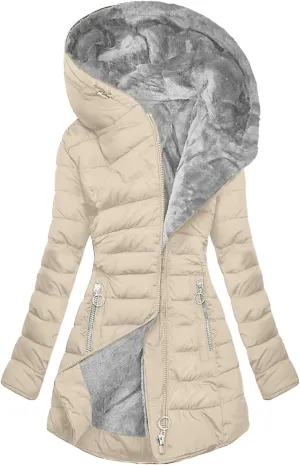 Women's Warm Winter Coat Snow Ski Jacket Fleece Lined Military Jacket Women Faux Fur Hooded Coat Puffer Down Jacket