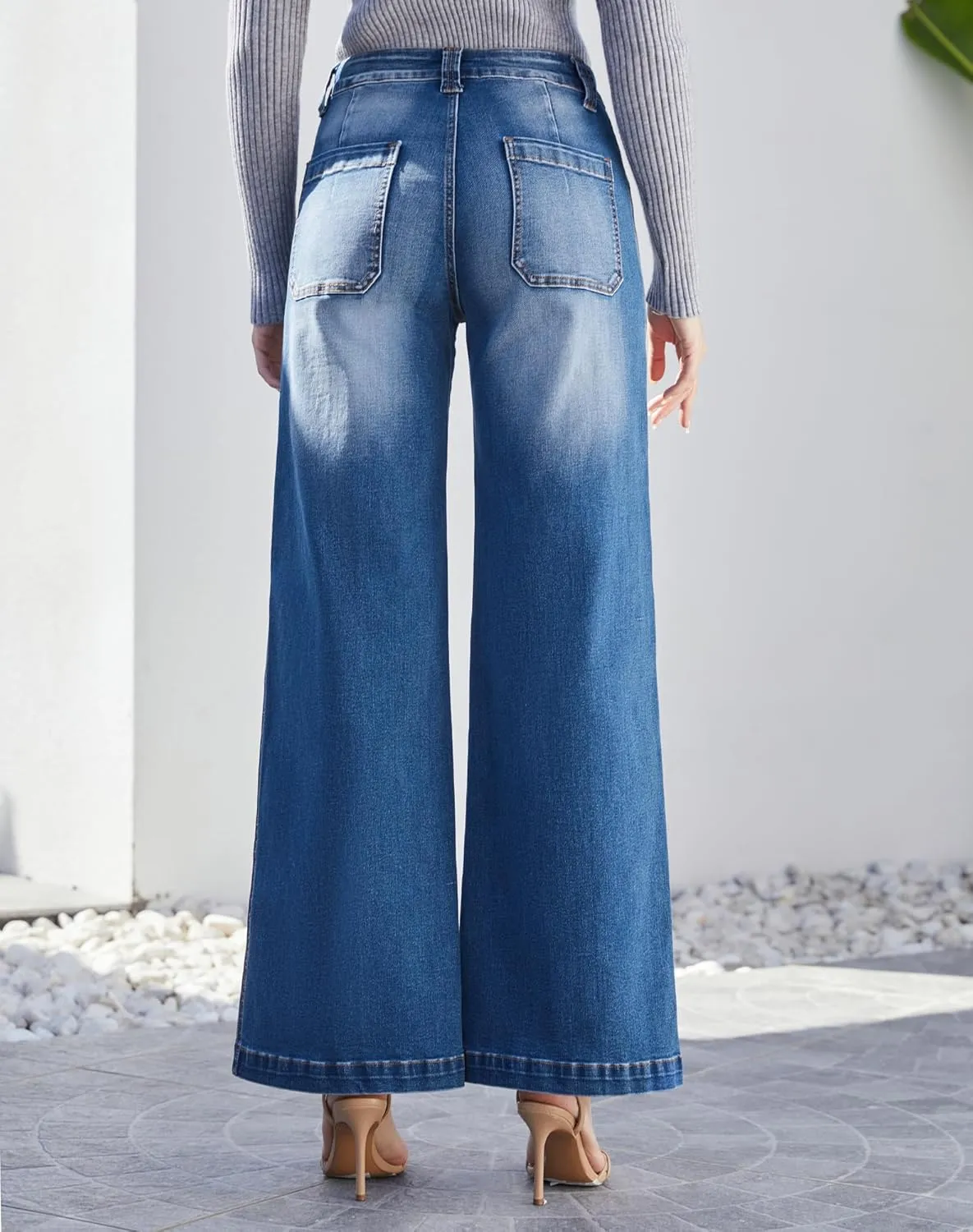 Women's Wide Leg Sweatpant Jeans Y2k Baggy Loose Trouser Jeans High Waisted Stretch Denim Pants