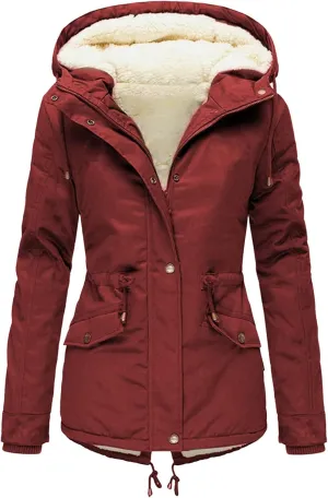 Womens Winter Casual Warm Slim Fleece Coat Long Sleeve Pocket Outwear Thick Solid Button Overcoat Daily Outdoor Clothes
