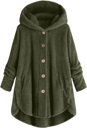 Women's Winter Coat Sherpa Lined Zip Hoodie Long Sweatshirt Warm Fleece Lining Heavyweight Hooded Jacket 2024 Trendy