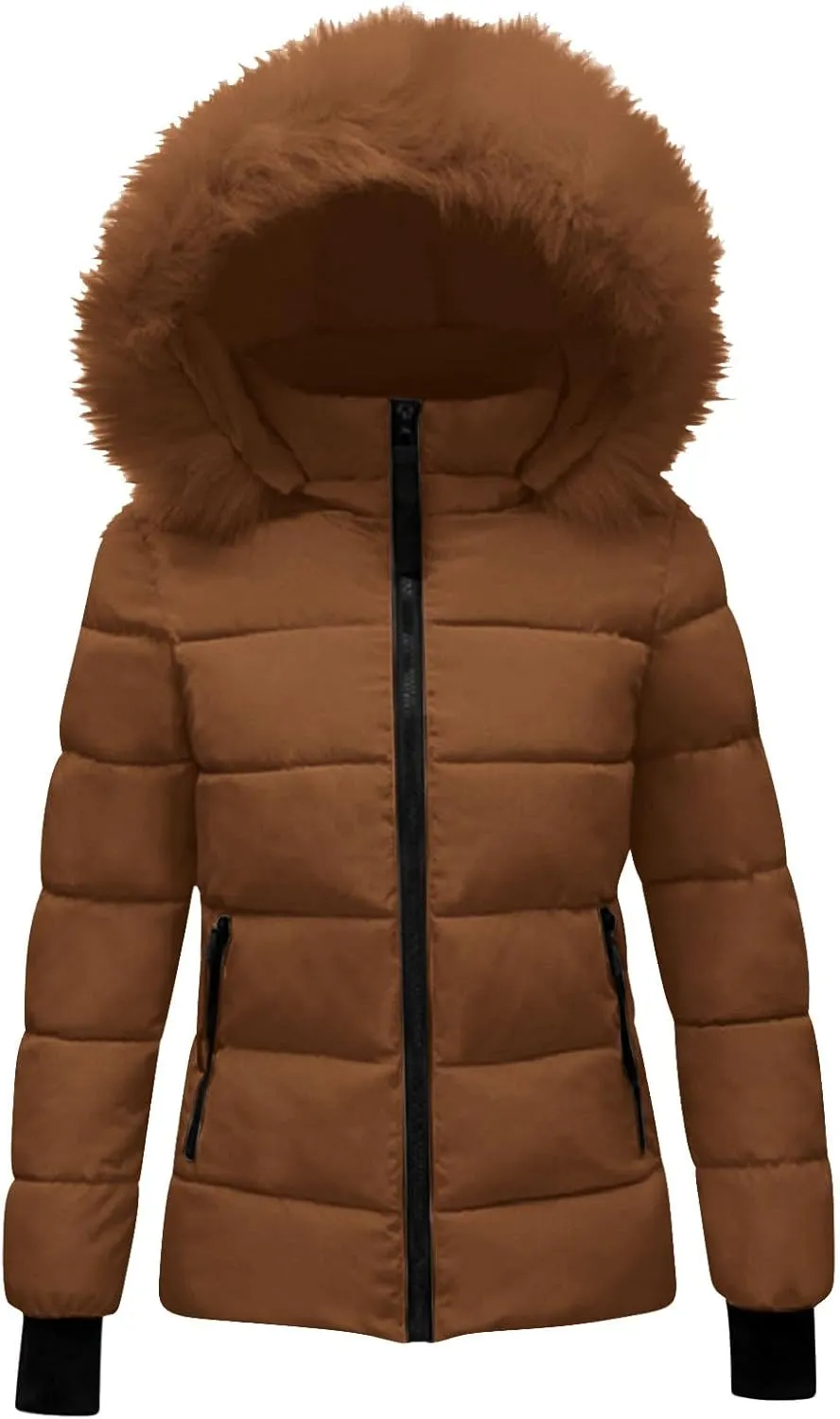 Women's Winter Snow Puffer Coats Thicken Warm down Jackets Waterproof Faux Fur Detachable Hooded Solid Parka Outwear