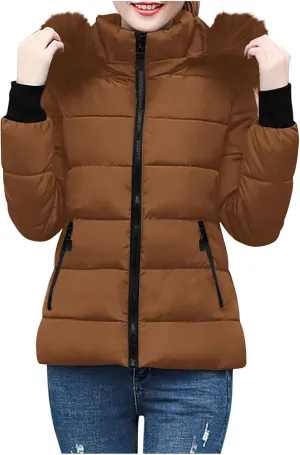 Women's Winter Snow Puffer Coats Thicken Warm down Jackets Waterproof Faux Fur Detachable Hooded Solid Parka Outwear