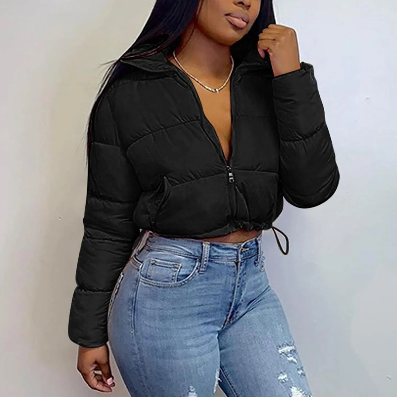 Women's Winter Solid Short Bread Down Jacket Stand Up Collar Outerwear Padded Thick Coat Woman's Jacket Winter