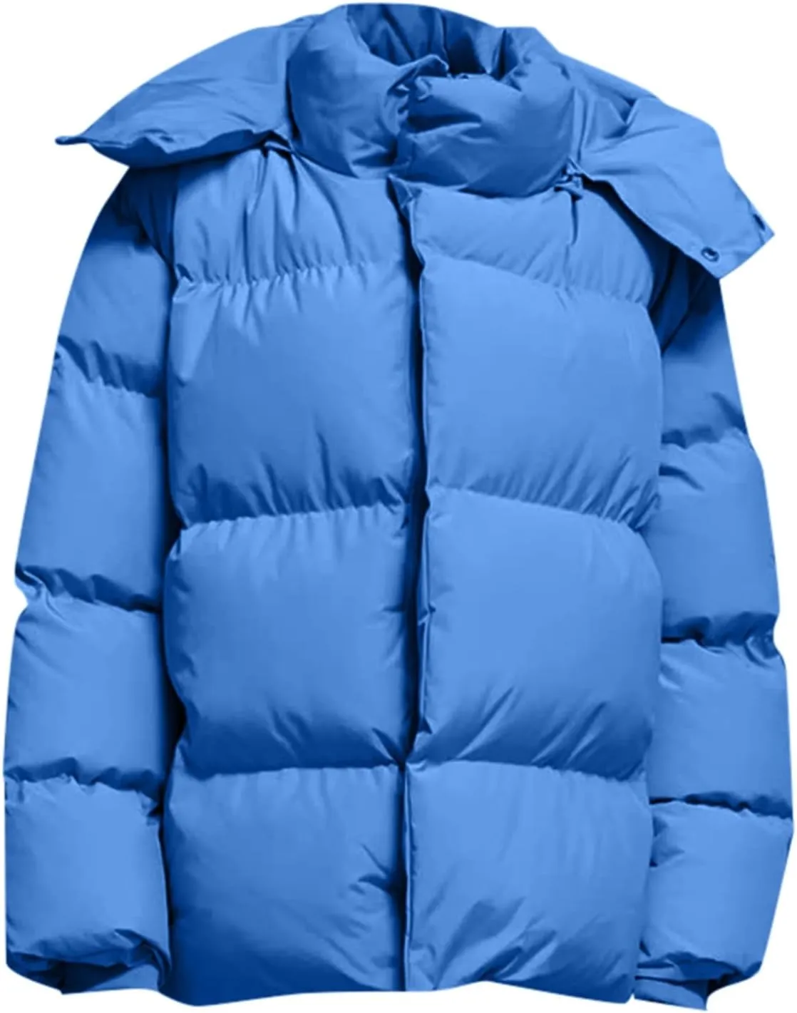 Womens Winter Thick Full Zip Solid Puffer Coat Long Sleeve Casual Down Coat Insulated Fitted Soft Overcoat Daily Suits