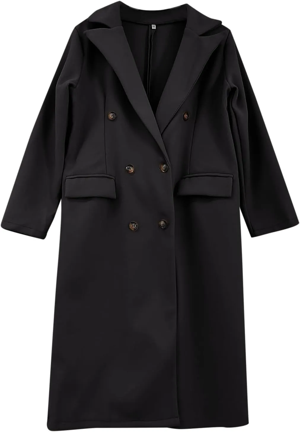 Women's Winter Trench Coats Classic Lapel Single Breasted Long Pea Coats Oversized Casual Formal Office Wool Overcoat