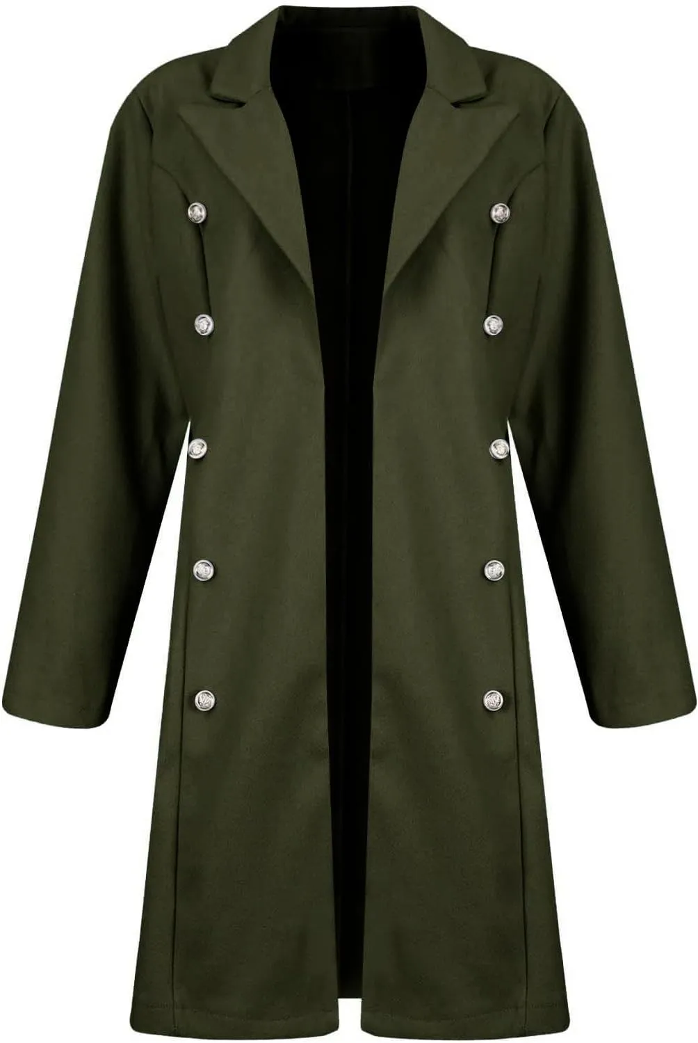 Women's Winter Wool Coat Elegant Notched Collar Double Breasted Wool Blend Over Coat Jacket Mid Long Pea Trench Coat