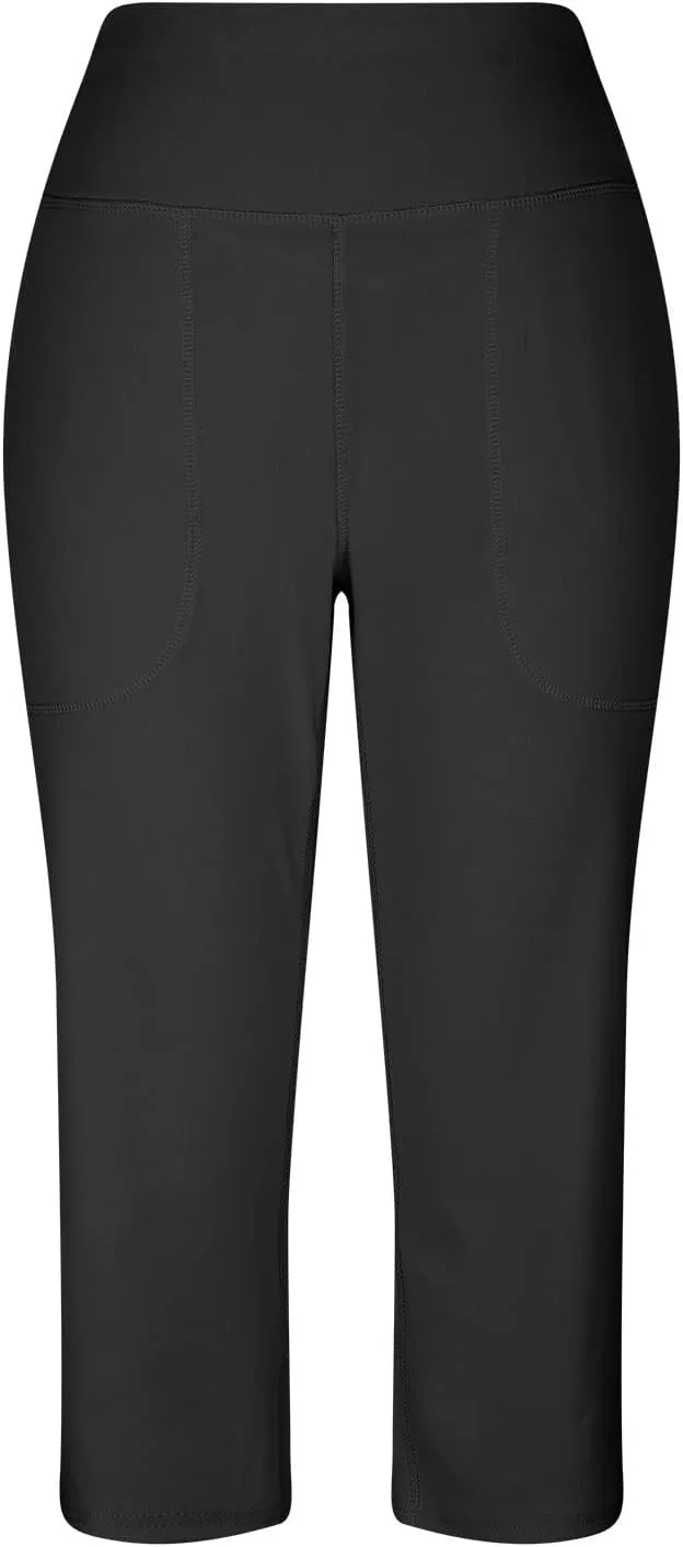 Women's Yoga Pants Casual Wide Leg Capri Pants High Waisted Tummy Control Pant Comfy Athletic Exercise Workout Trousers