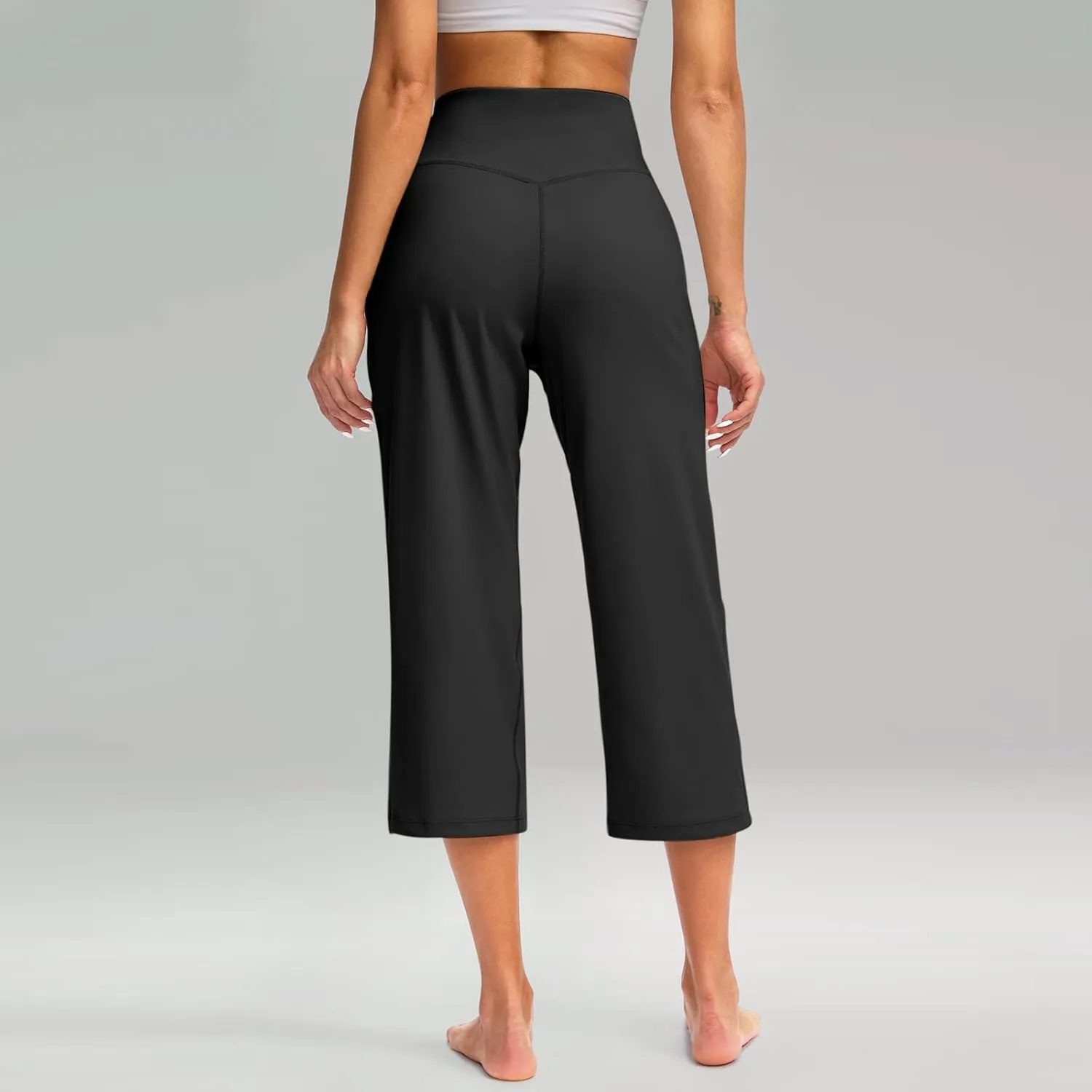 Women's Yoga Pants Casual Wide Leg Capri Pants High Waisted Tummy Control Pant Comfy Athletic Exercise Workout Trousers