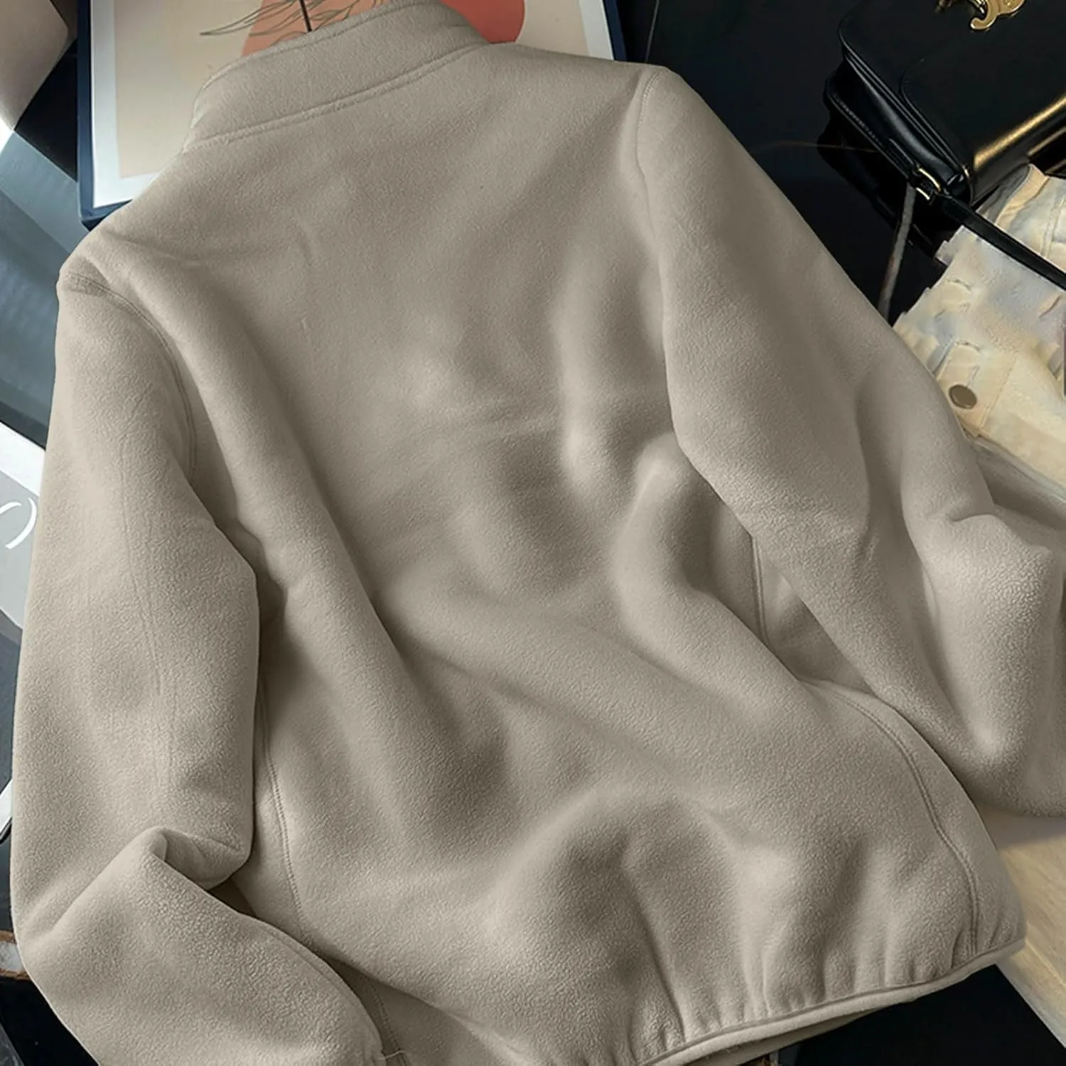 Women's Zip Up Fleece Jacket, Long Sleeve Warm Soft Polar Lightweight Coat with Pockets Fall Winter Outfits