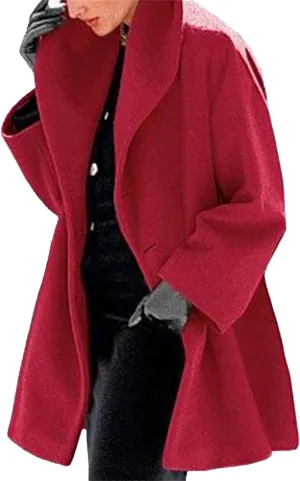 Wool Blend Trench Coat Women Casual Double Breasted Mid Long Pea Coats Winter Warm Jacket Overcoat Outerwear