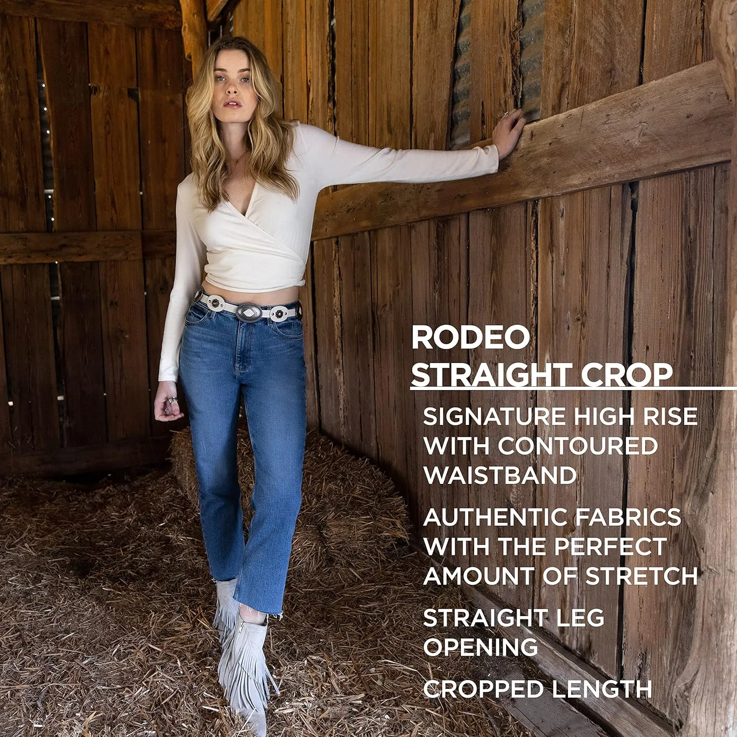 Wrangler Women's High Rise Rodeo Straight Leg Crop Jeans