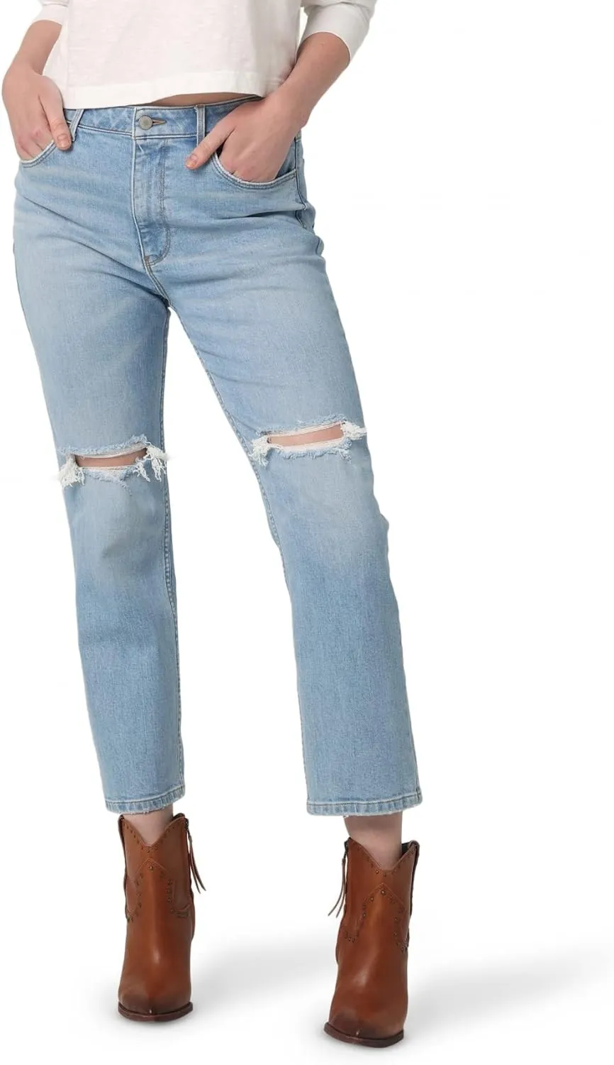 Wrangler Women's High Rise Rodeo Straight Leg Crop Jeans
