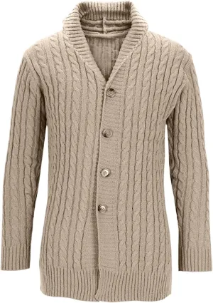 Xiaojmake Mens Cardigan Sweater Shawl Collar Sweater Button Down Open Front Sweater Long Sleeve Knitted Sweater Jackets Coats